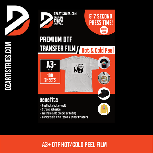 A3+ 13x19 Inch Instant Peel DTF Film Sheets - Fast Press & Easy Peel