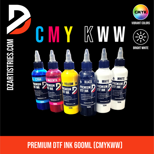 Premium DTF Ink Bundle 600ML (CMYKWW)